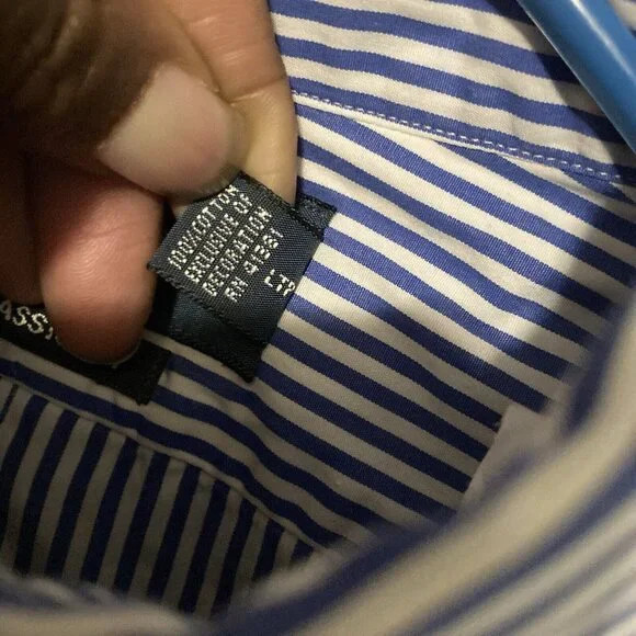 Polo Ralph Lauren Button Down Blue/White Striped Mens L Classic Fit Shirt Pony - Picture 4 of 5